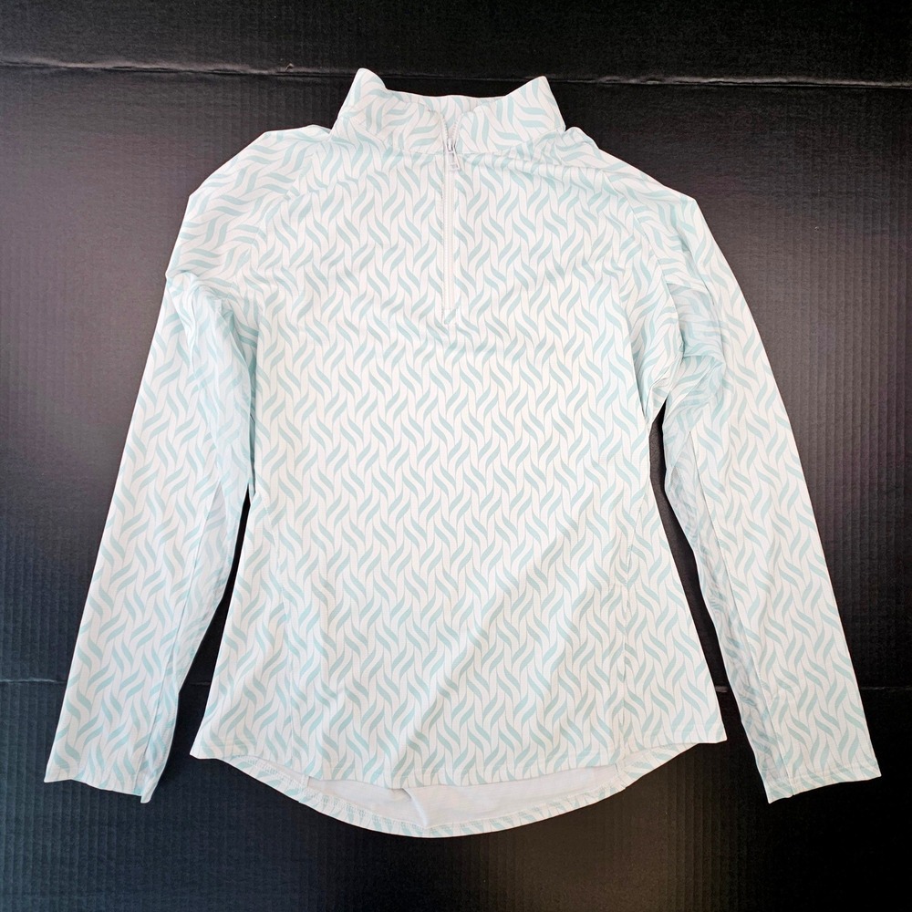 Sport Haley Womens Medium Performance Sun Shirt Quarter Zip Golf Top Blue White